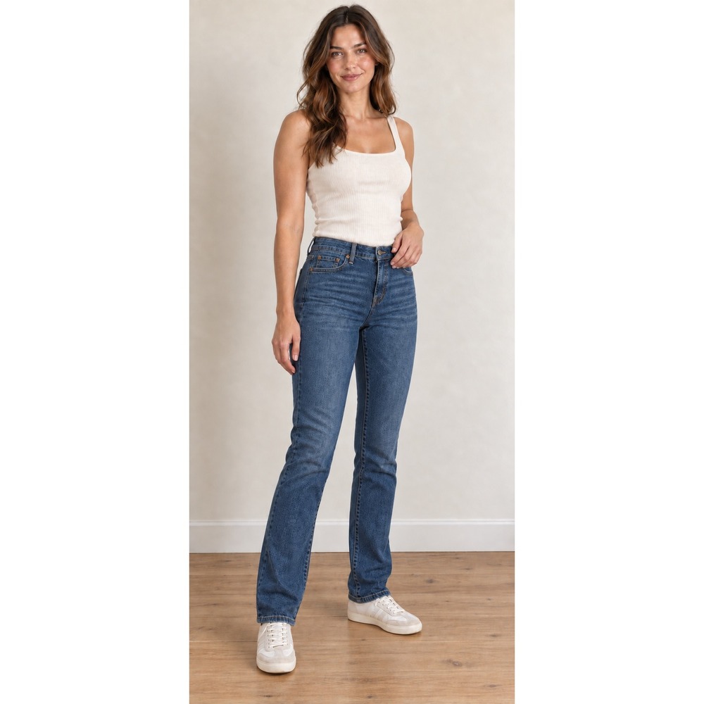 Gloria Vanderbilt Boyfriend Jeans Womens 4 Blue Medium Wash Straight Leg Denim